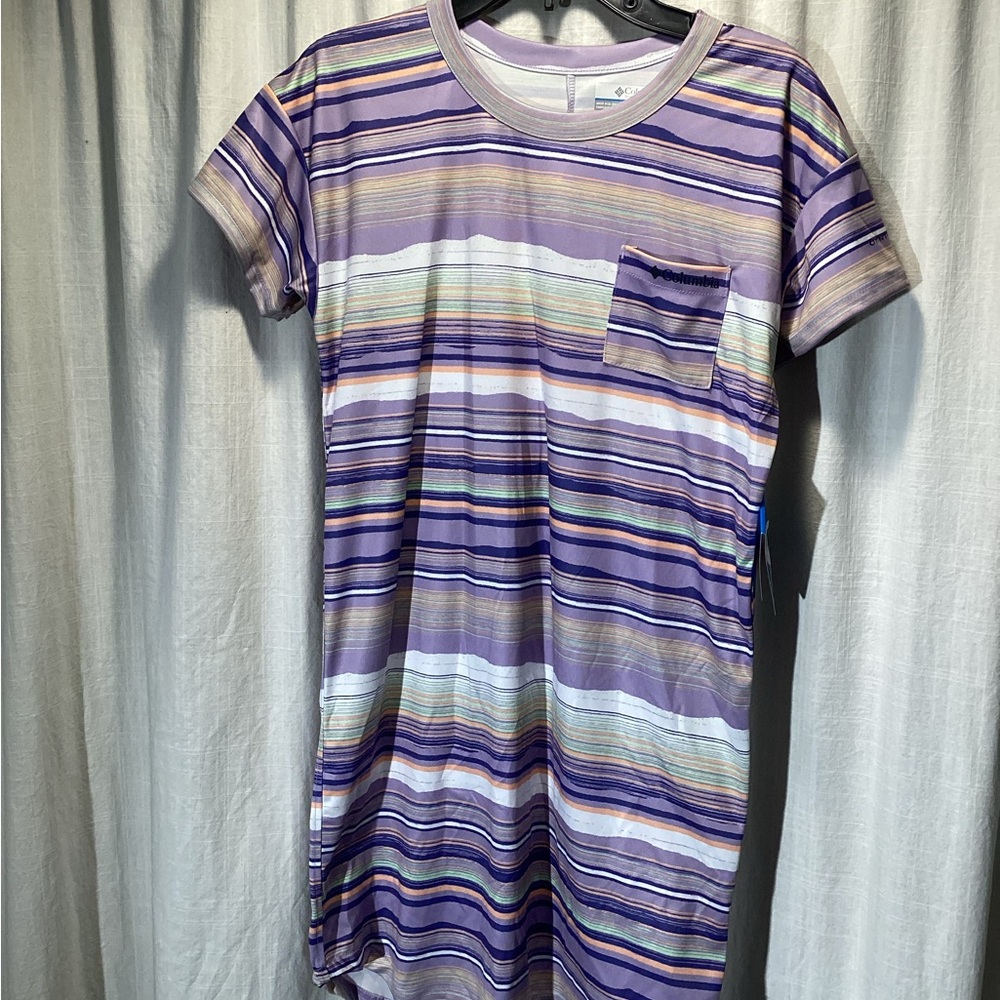 Girls' Lavender Striped Short-Sleeve Pocket Dress NWT